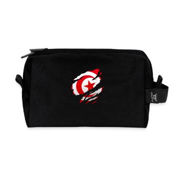 africa flag tunisia tunisie - Recycled Toiletry Zip Bag - black - Front
