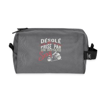 "motard sexy" t-shirt humour moto - Trousse de toilette en tissu recyclé - anthracite - Devant