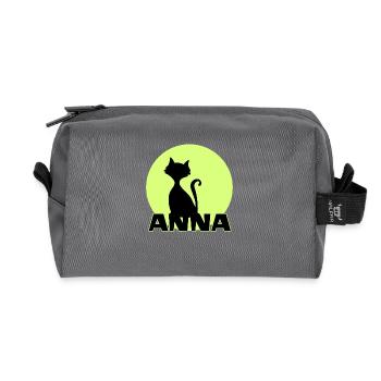 Anna first name birthday gift moonlight cat - Recycled Toiletry Zip Bag - anthracite - Front