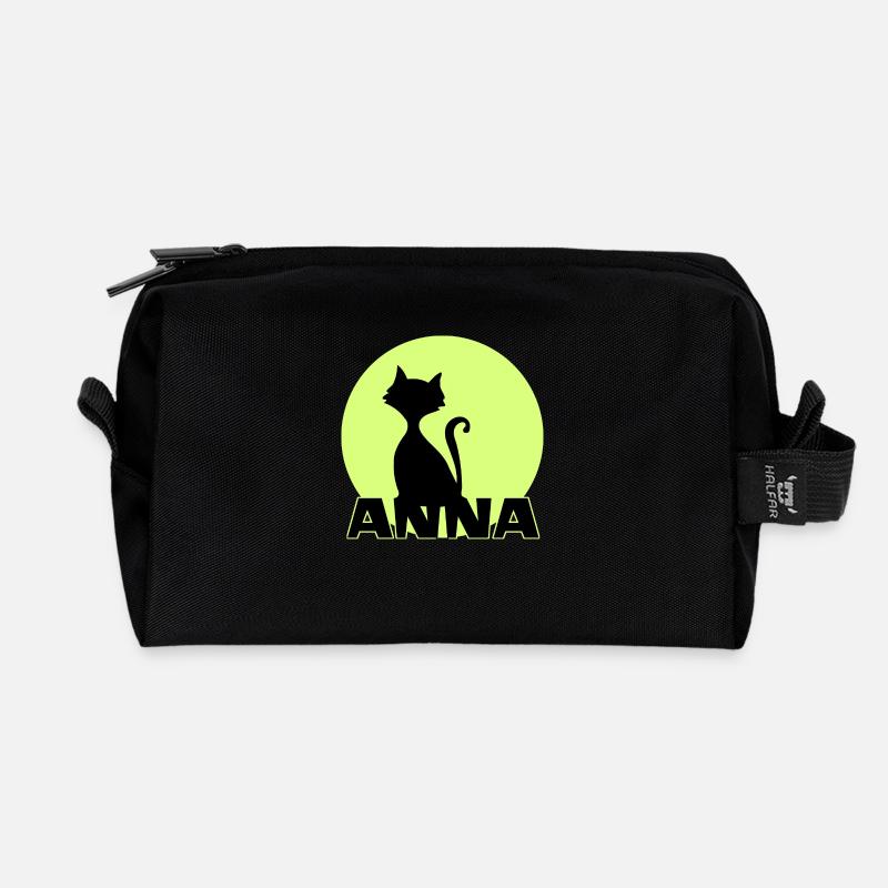 ANNA Anna Vorname Katzenmama Katzen Silhouette - Recycelte Kulturtasche - Schwarz