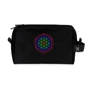 Fleur de vie, géométrie sacrée, yoga, méditation, - Trousse de toilette en tissu recyclé - noir - Devant