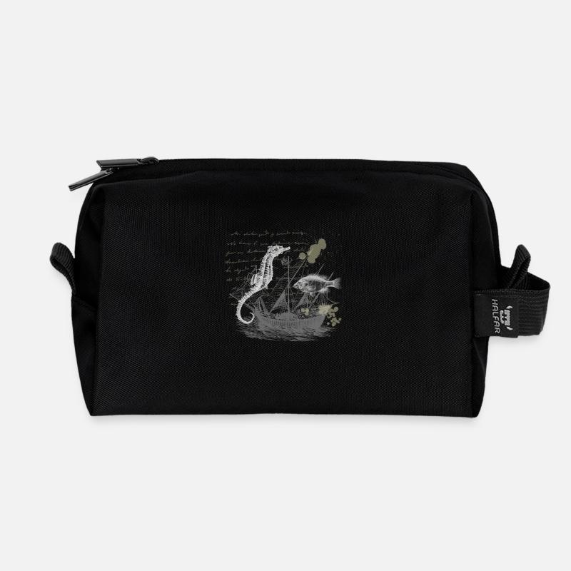 Steampunk Seepferdchen - Recycelte Kulturtasche - Schwarz