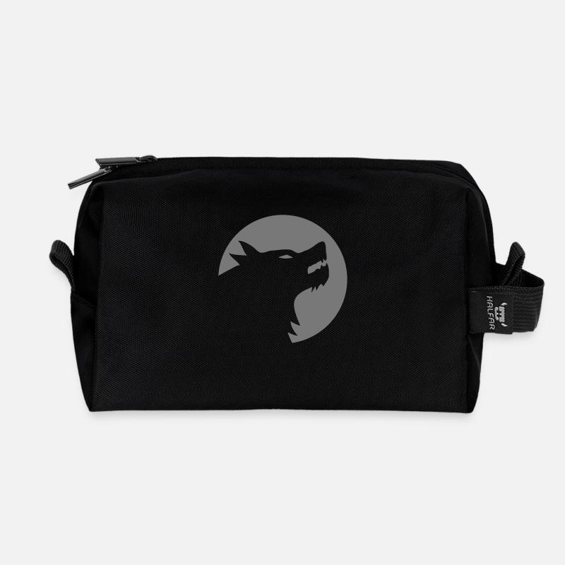 Wolf - Recycelte Kulturtasche - Schwarz