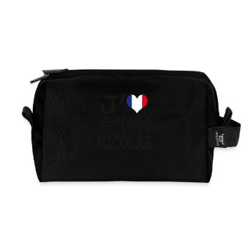 Ich liebe Frankreich Ich stimme Nicolas - Recycelte Kulturtasche - Schwarz - Vorne