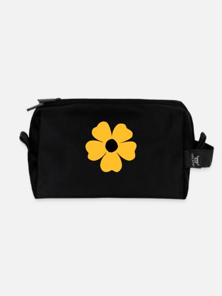 Blumen - Recycelte Kulturtasche - Schwarz