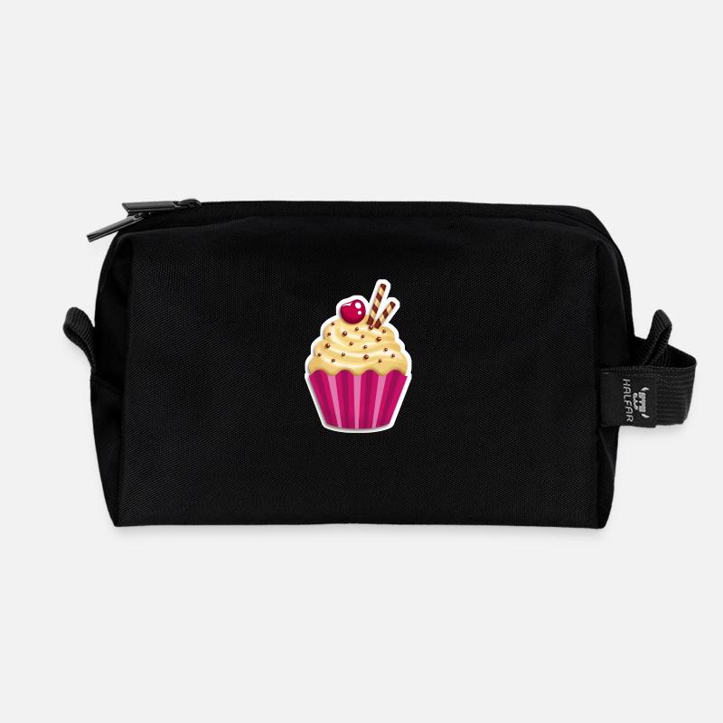 Cupcake - Muffin - Donut - Ice cream - chocolate - - Recycled Toiletry Zip Bag - black