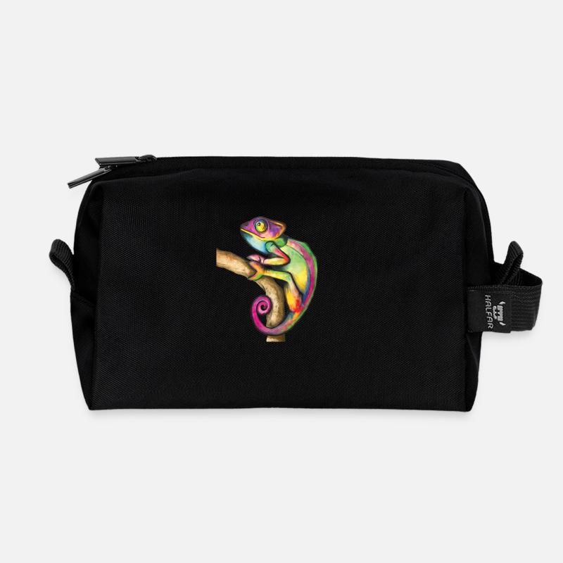Chamäleon - Recycelte Kulturtasche - Schwarz