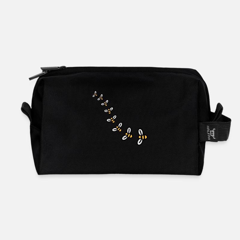 Bees Design - Recycelte Kulturtasche - Schwarz