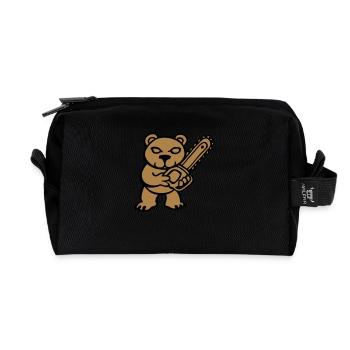 ours en peluche teddy bear méchant tronçonneuse - Trousse de toilette en tissu recyclé - noir - Devant
