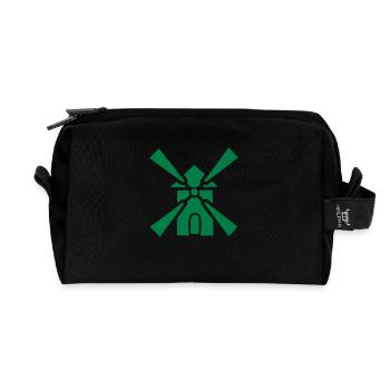 Mühle Zeichnungssymbol der Windmühle, Müller - Recycelte Kulturtasche - Schwarz - Vorne