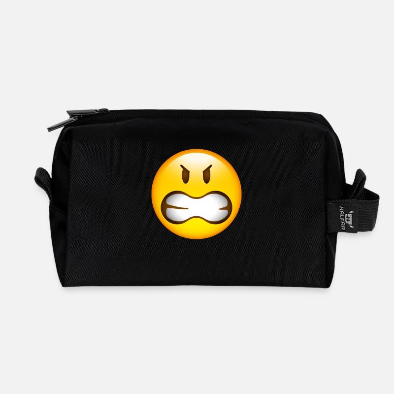 Smiley Glossy Anger - Recycelte Kulturtasche - Schwarz