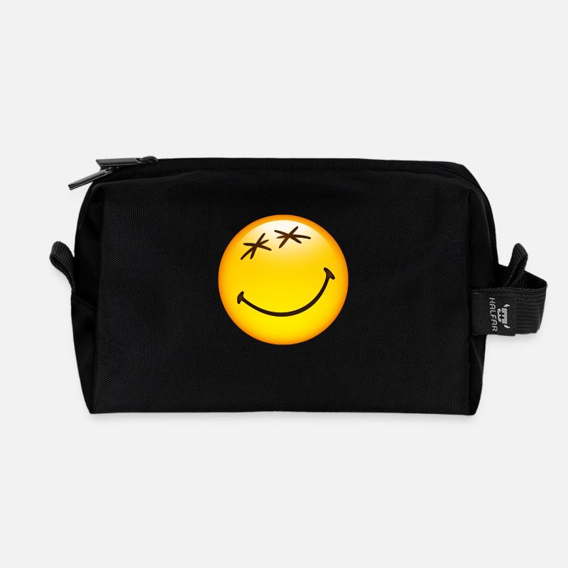 Smiley Glossy Happy - Recycelte Kulturtasche - Schwarz