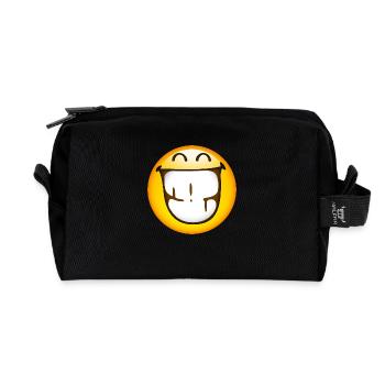 Smiley Glossy Happy Teeth - Recycled Toiletry Zip Bag - black - Front
