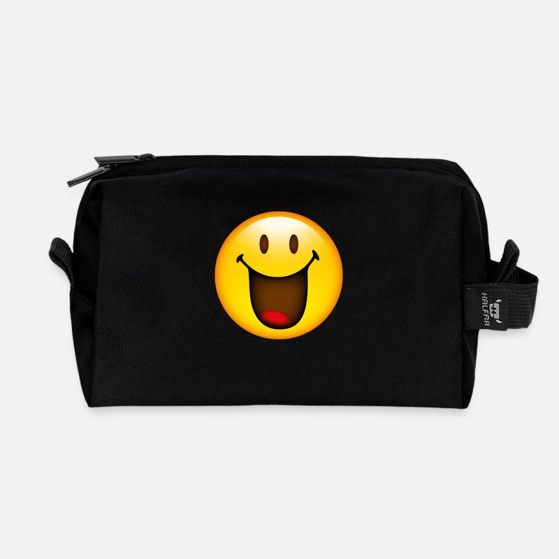 Smiley Happy - Recycelte Kulturtasche - Schwarz