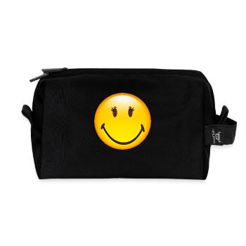 Smiley Glossy Happy Eyelashes - Recycled Toiletry Zip Bag - black - Front
