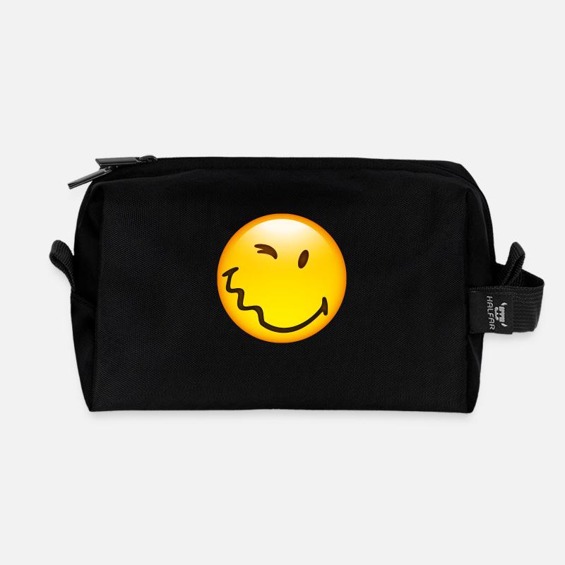 Smiley Glossy Happy - Recycelte Kulturtasche - Schwarz