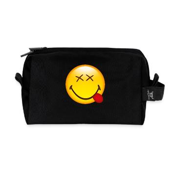 Smiley Tongue out - Recycelte Kulturtasche - Schwarz - Vorne