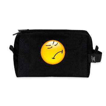 Smiley Miffed - Recycled Toiletry Zip Bag - black - Front