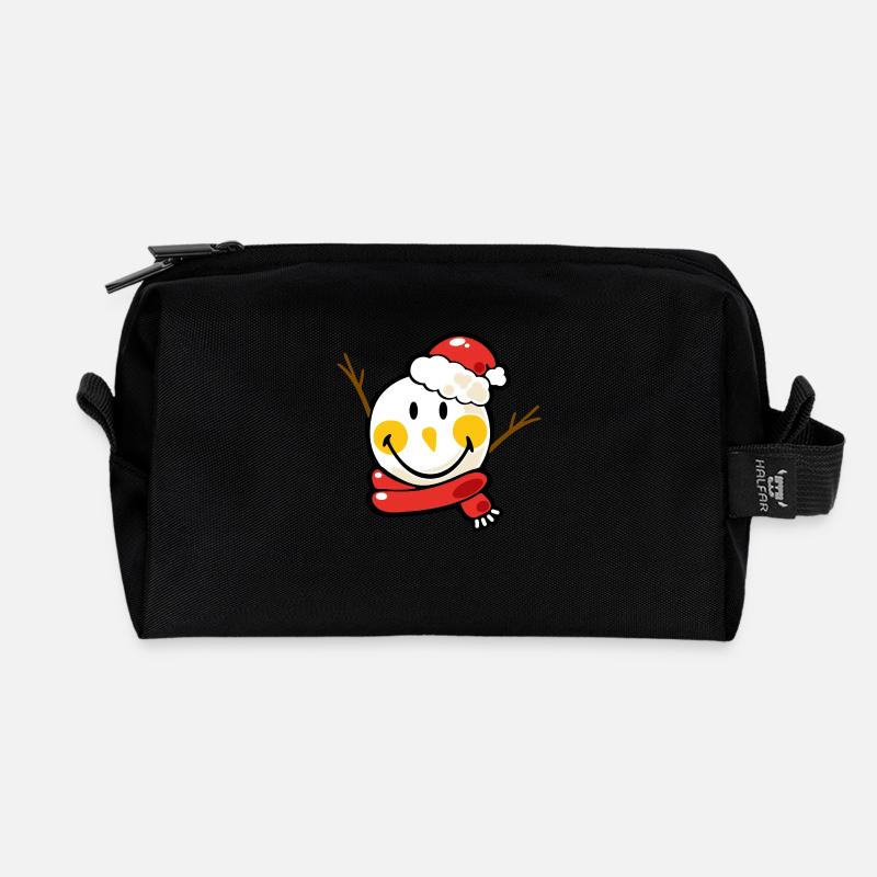 Smiley Christmas Snowman - Recycelte Kulturtasche - Schwarz