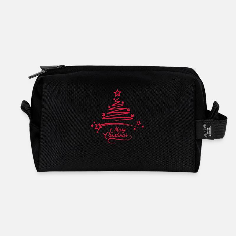 Weihnachten - Weihnachtsbaum - Recycelte Kulturtasche - Schwarz