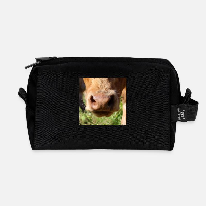 Kuh Kühe Rind Nase Cow Vache - Recycelte Kulturtasche - Schwarz