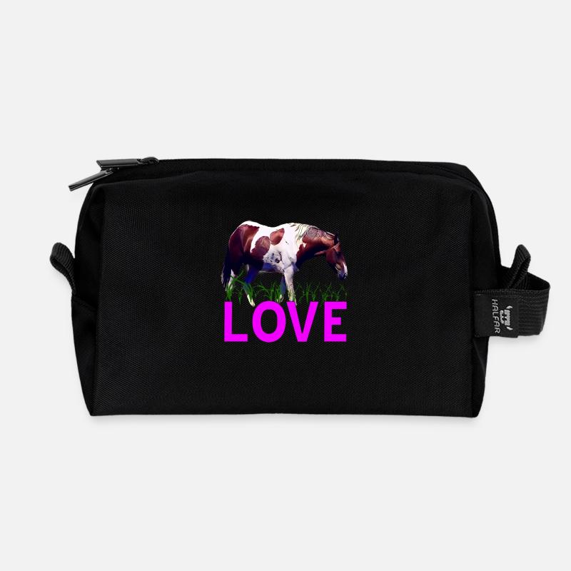 Pferd - Recycelte Kulturtasche - Schwarz