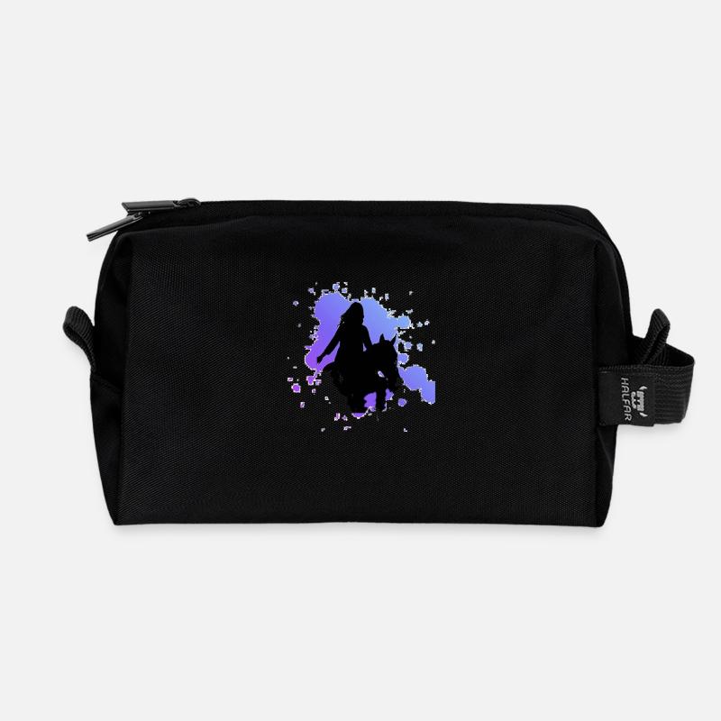 Pferd - Recycelte Kulturtasche - Schwarz