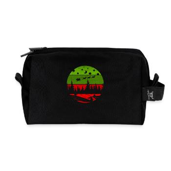 Motif de Noël - Noël vintage rouge et vert Sapins - Trousse de toilette en tissu recyclé - noir - Devant