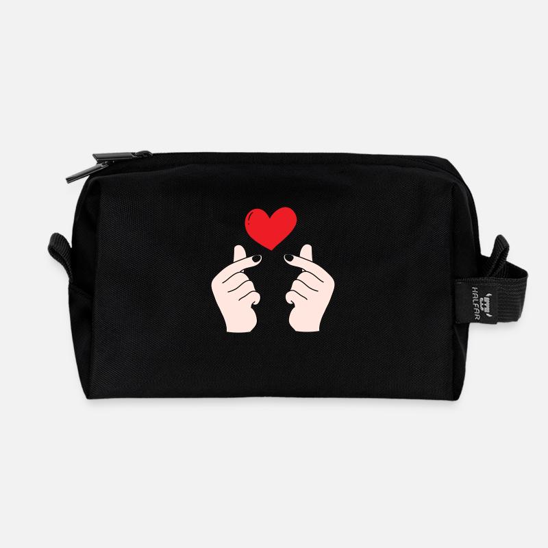 Fingerherzen 5 - Recycelte Kulturtasche - Schwarz