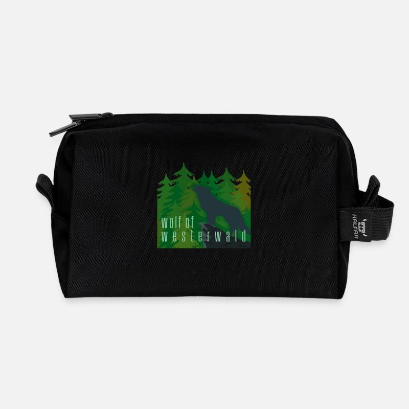 WOLF of WESTERWALD - Recycelte Kulturtasche - Schwarz