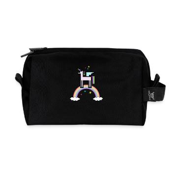 RetroUnicornRainbow - Recycled Toiletry Zip Bag - black - Front