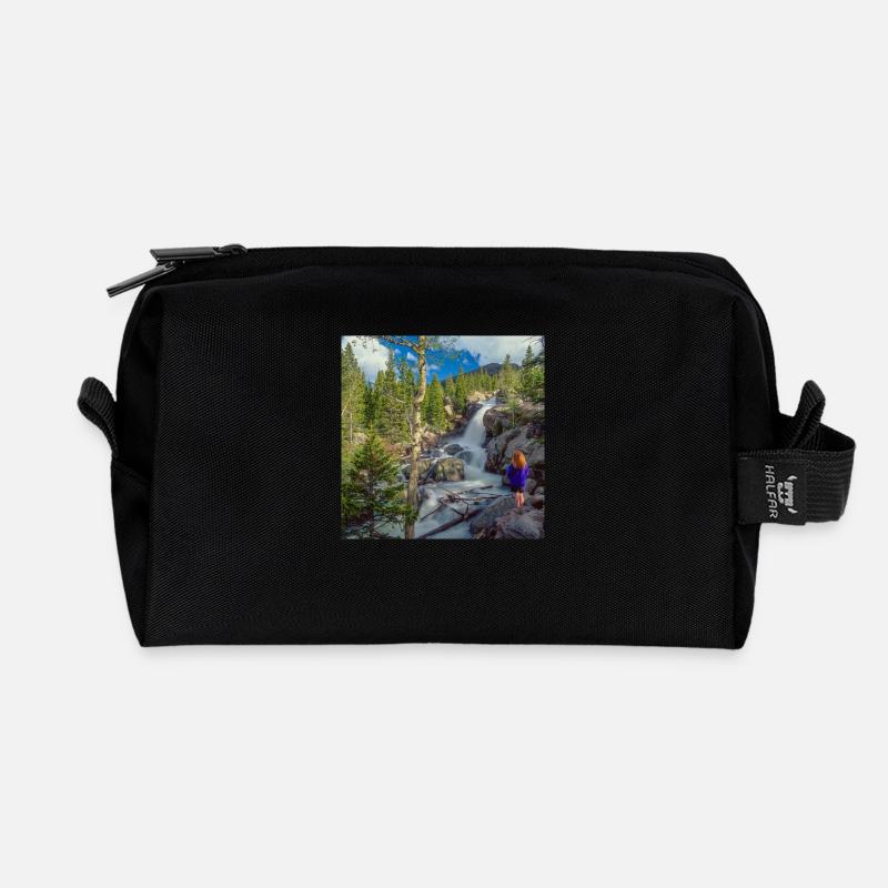 Rocky Mountains River - Recycled Toiletry Zip Bag - black