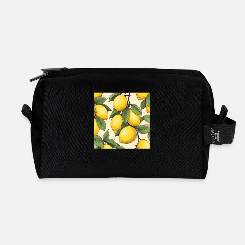 Zitronen Obst - Recycelte Kulturtasche - Schwarz