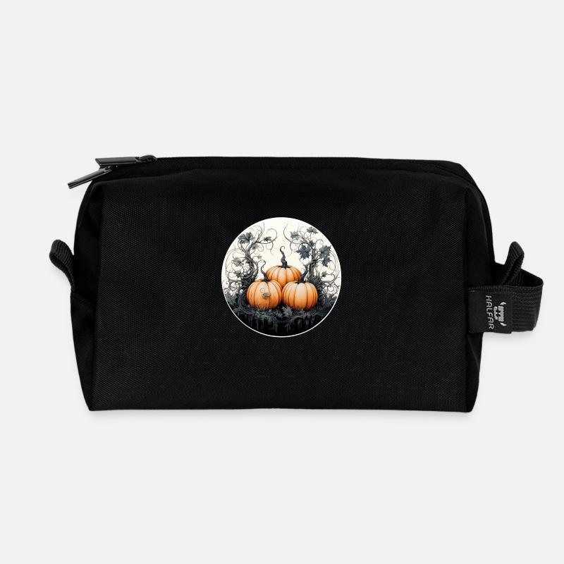 Kürbisse Halloween - Recycelte Kulturtasche - Schwarz