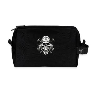 Tête de pirate n°1 - Trousse de toilette en tissu recyclé - noir - Devant