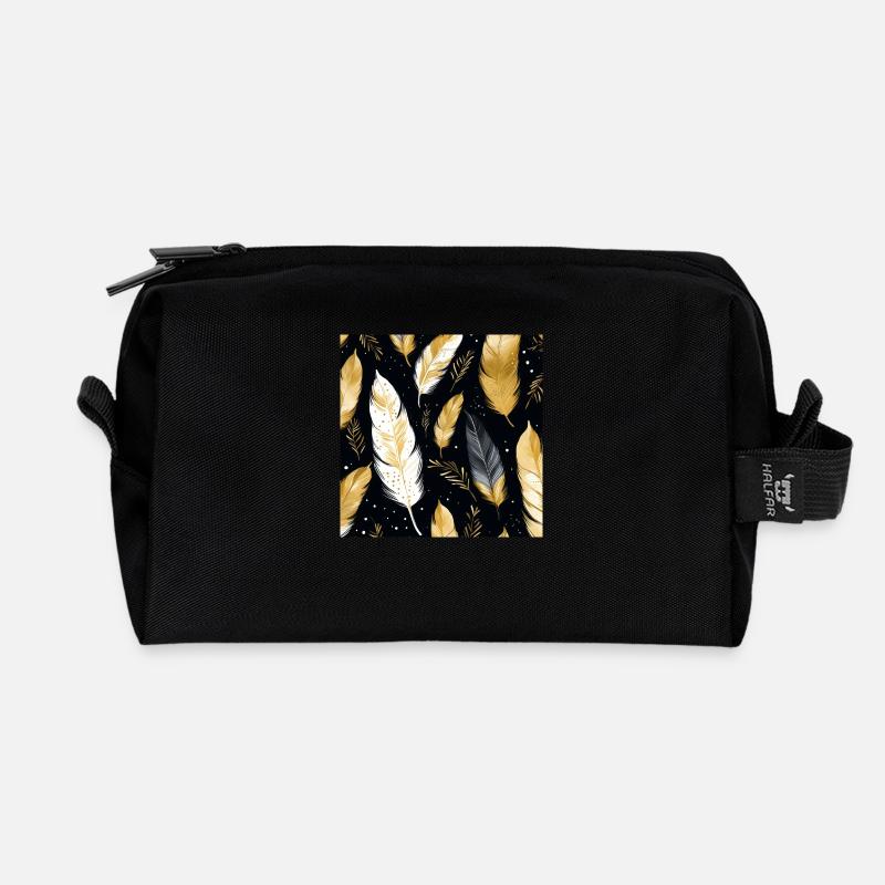 Boho Federn - Recycelte Kulturtasche - Schwarz