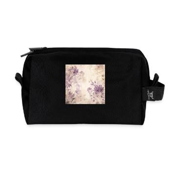 Vintage Blumen - Recycelte Kulturtasche - Schwarz - Vorne