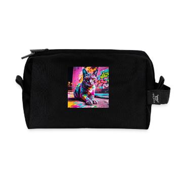 Katze Grafitti - Recycelte Kulturtasche - Schwarz - Vorne