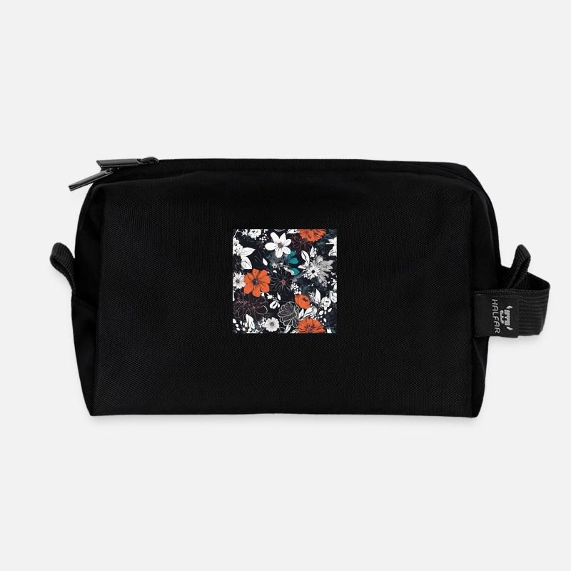 Dunkle Blüten - Recycelte Kulturtasche - Schwarz