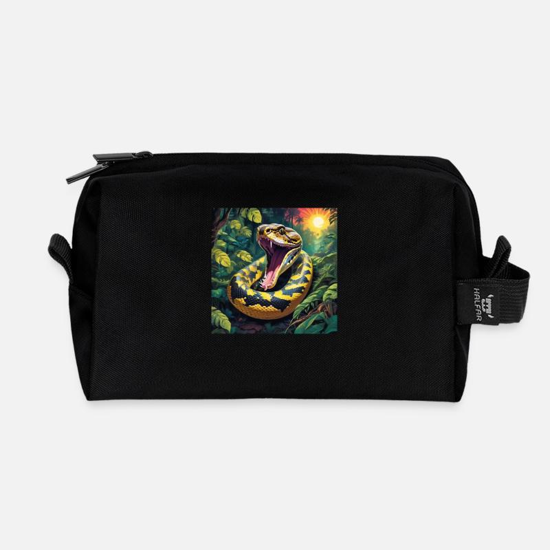 Serpent python - Trousse de toilette en tissu recyclé - noir