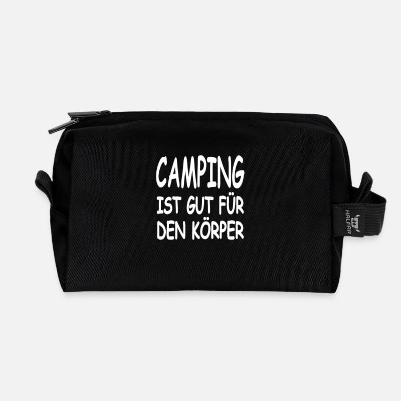 Camping - Recycelte Kulturtasche - Schwarz