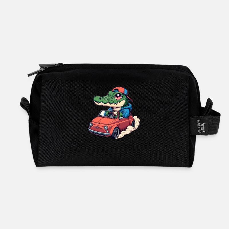 Krokodil-Auto - Recycelte Kulturtasche - Schwarz