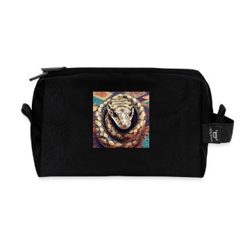 Vêtements de conception de cadeau de chemise de serpent - Trousse de toilette en tissu recyclé - noir - Devant