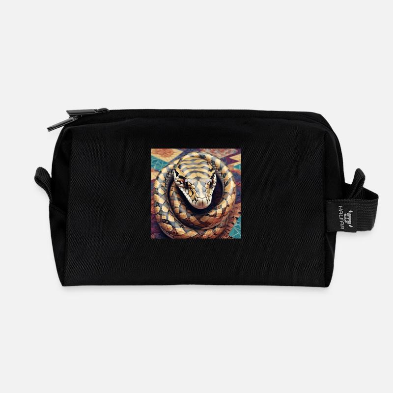 Schlange Shirt Geschenk Design Bekleidung - Recycelte Kulturtasche - Schwarz