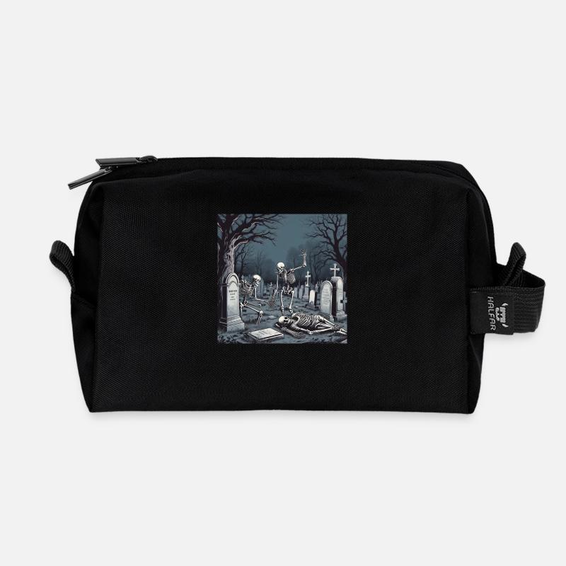 Sleepwalker Skeleton - Recycled Toiletry Zip Bag - black