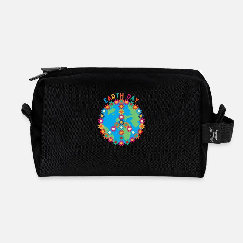 Earth day Peace - Recycelte Kulturtasche - Schwarz