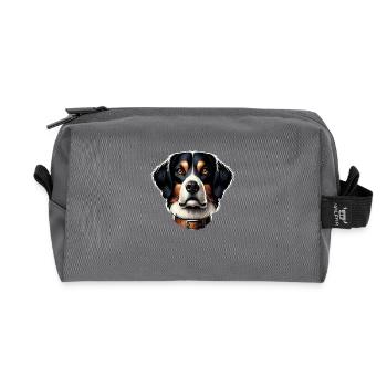 Good Dog's Portrait - Recycled Toiletry Zip Bag - anthracite - Front