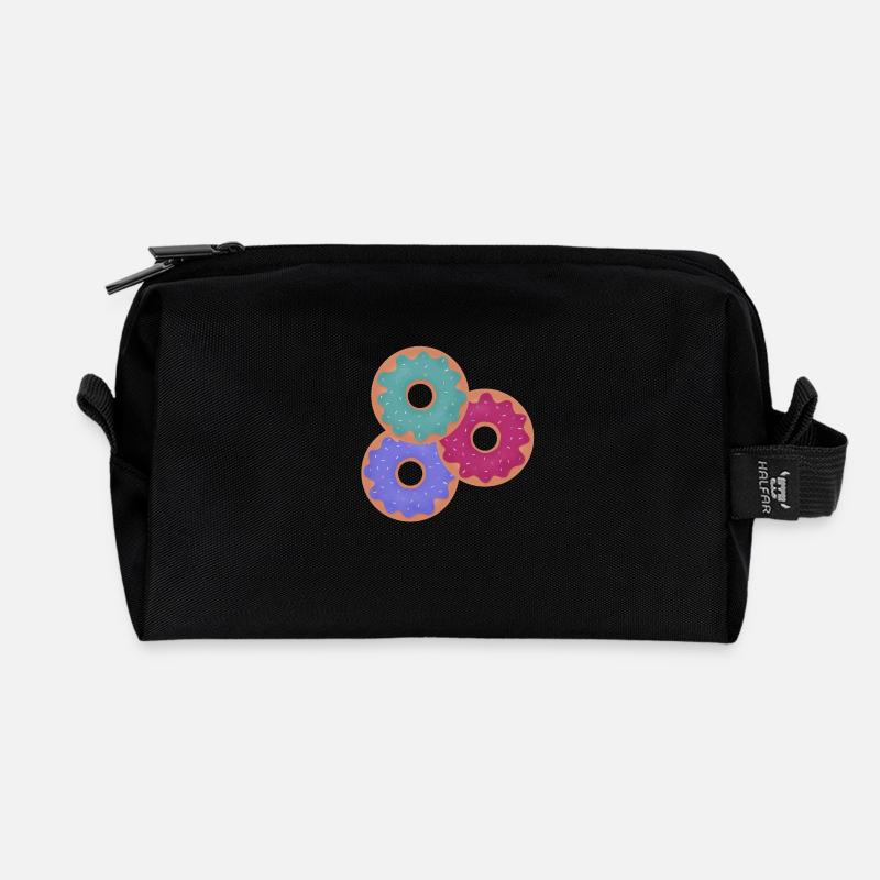 3 bunte Donuts - Recycelte Kulturtasche - Schwarz