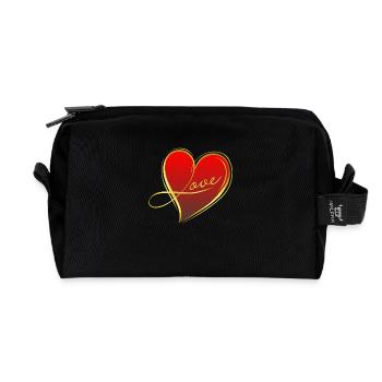 red heart - Recycled Toiletry Zip Bag - black - Front