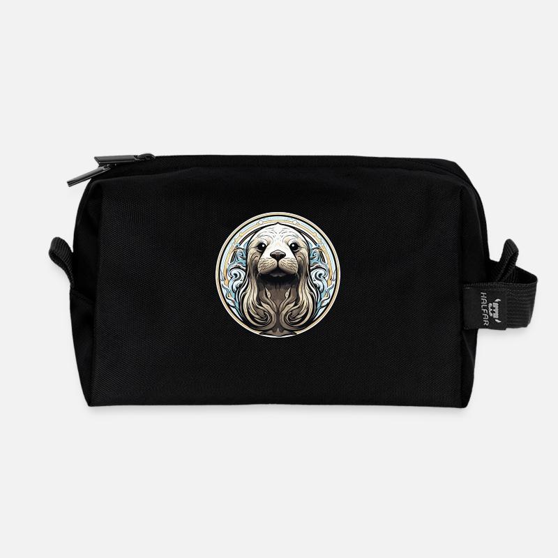 seehund walross - Recycelte Kulturtasche - Schwarz